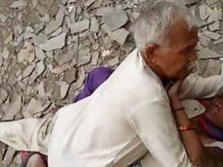 Old Man Outdoor With Randi Caught by desi Guy